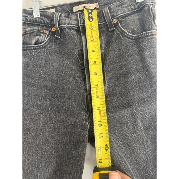 Levi’s Washed Black Ribcage Ankle Straight Leg Cropped Denim Jeans Women’s 26 - Picture 5 of 10